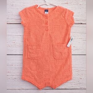 Old Navy Baby Girl Coral Textured Romper 6–12 Months NWT